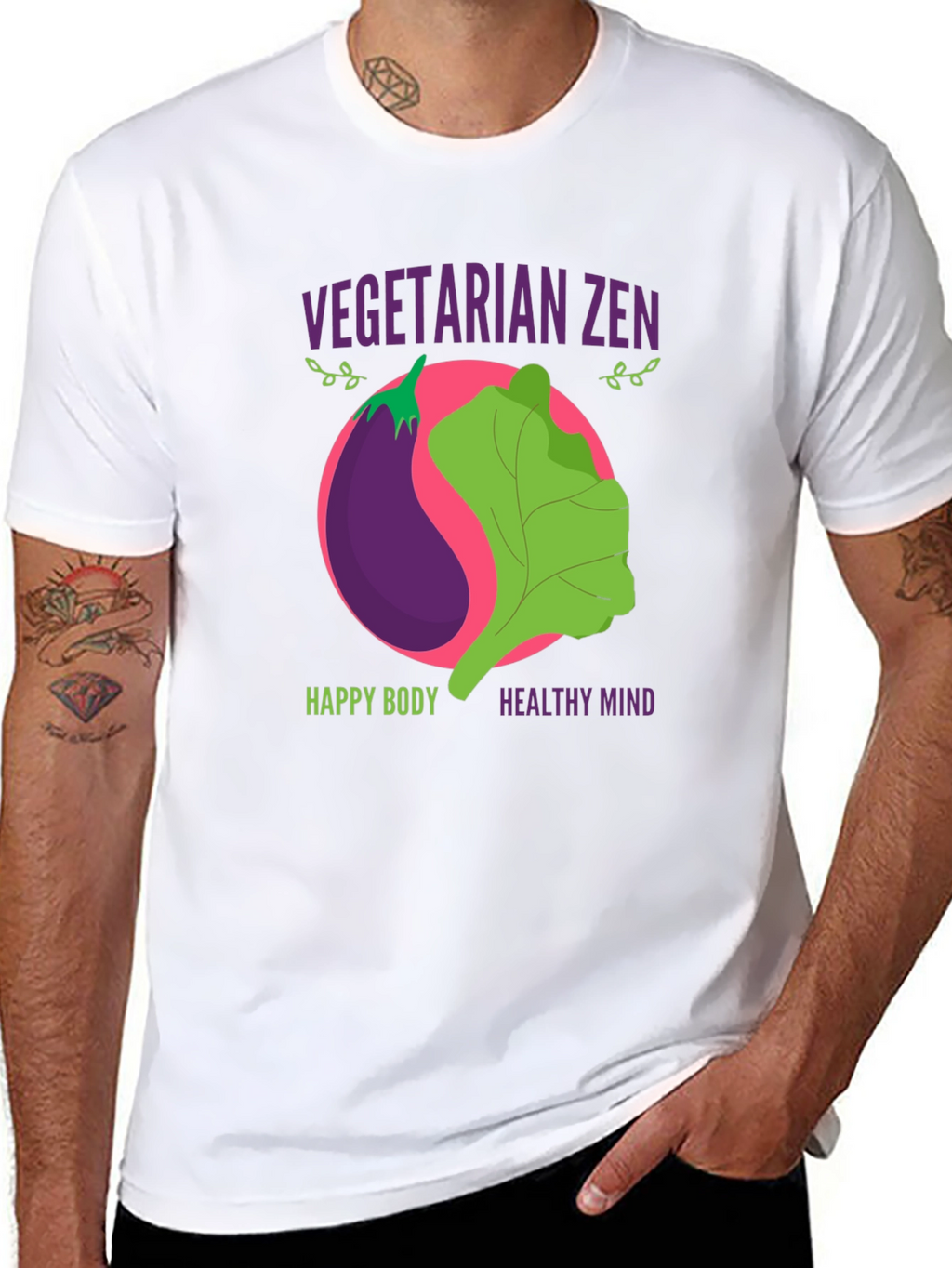 Vegetarian Zen Graphic T-Shirt - Happy Body Healthy Mind