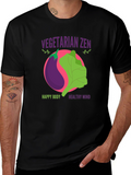 Vegetarian Zen Graphic T-Shirt - Happy Body Healthy Mind