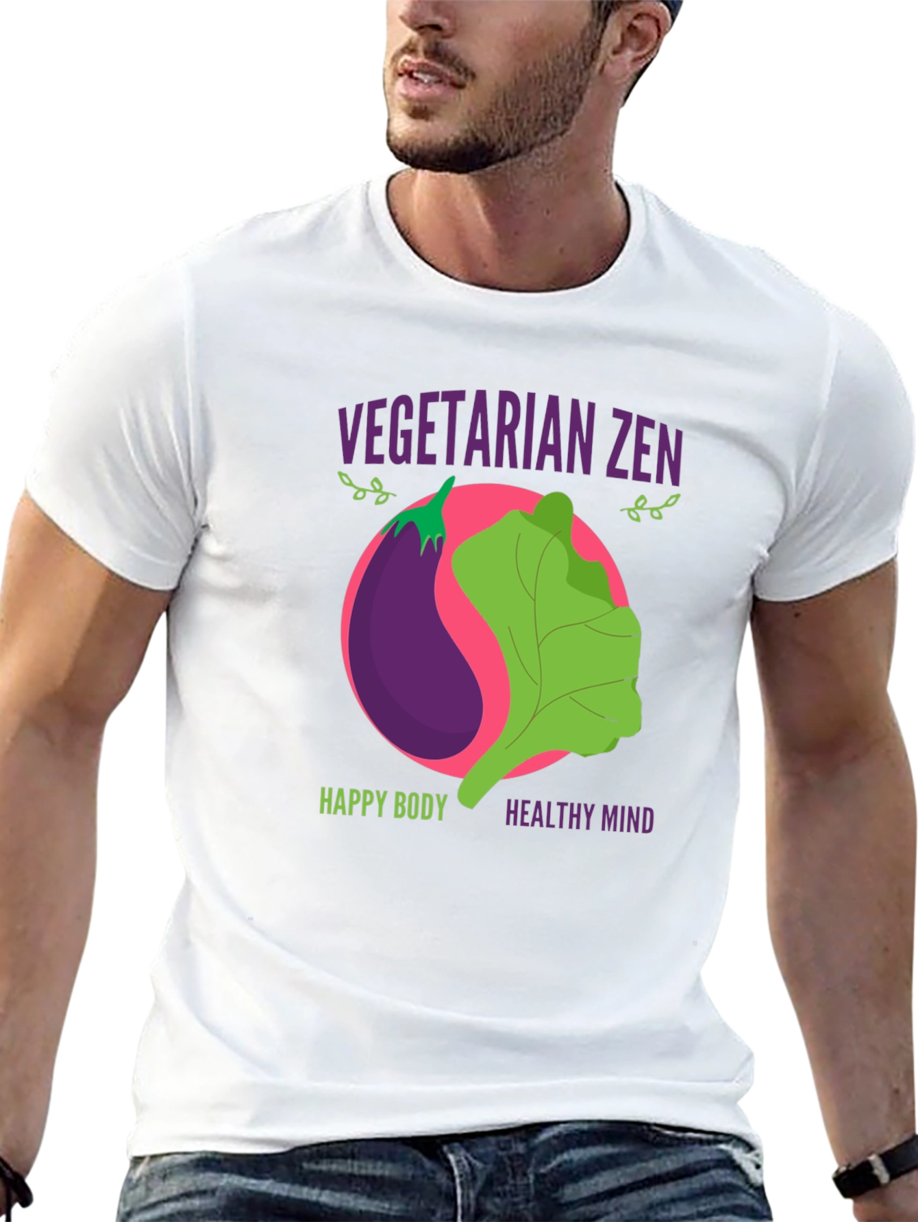 Vegetarian Zen Graphic T-Shirt - Happy Body Healthy Mind