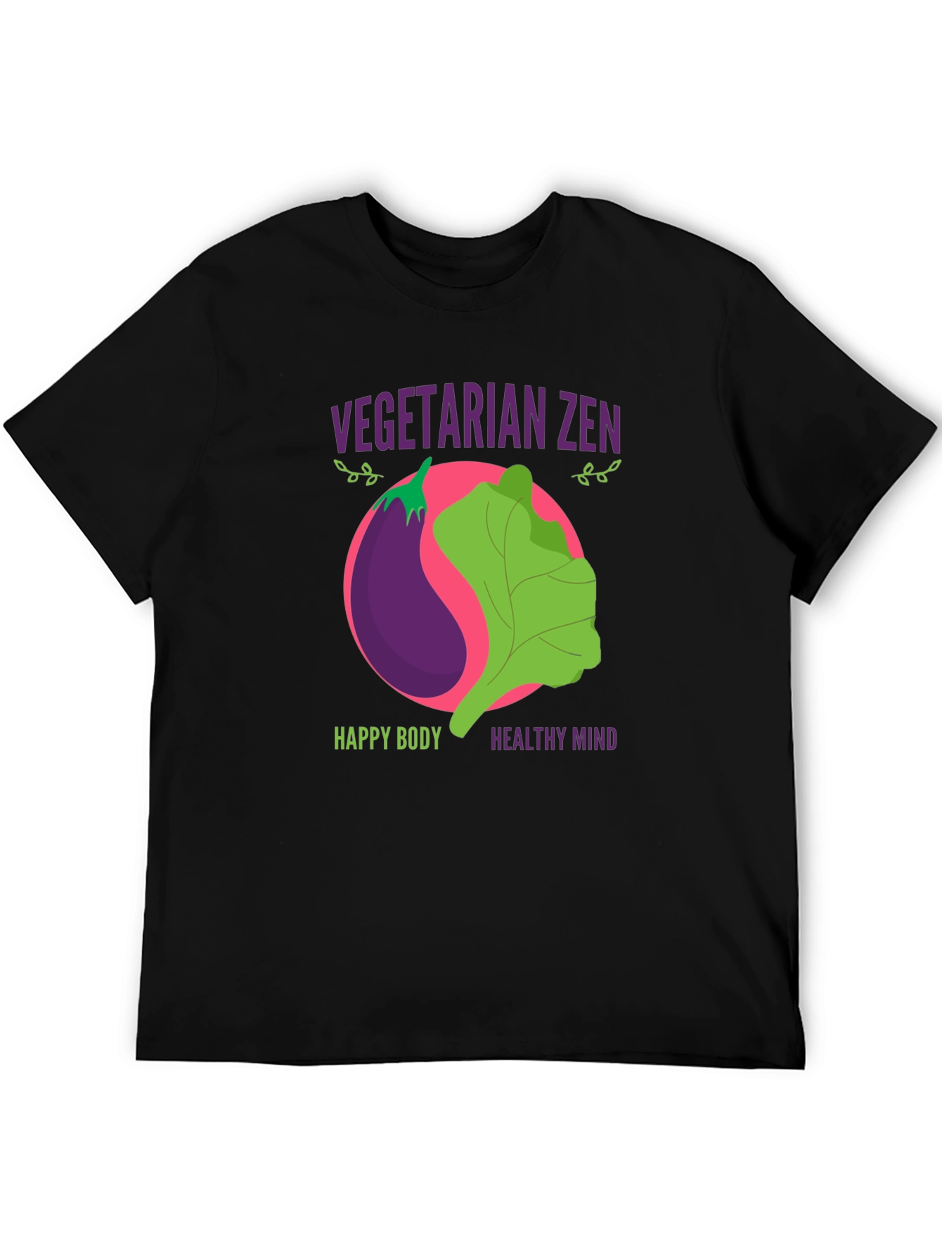 Vegetarian Zen Graphic T-Shirt - Happy Body Healthy Mind