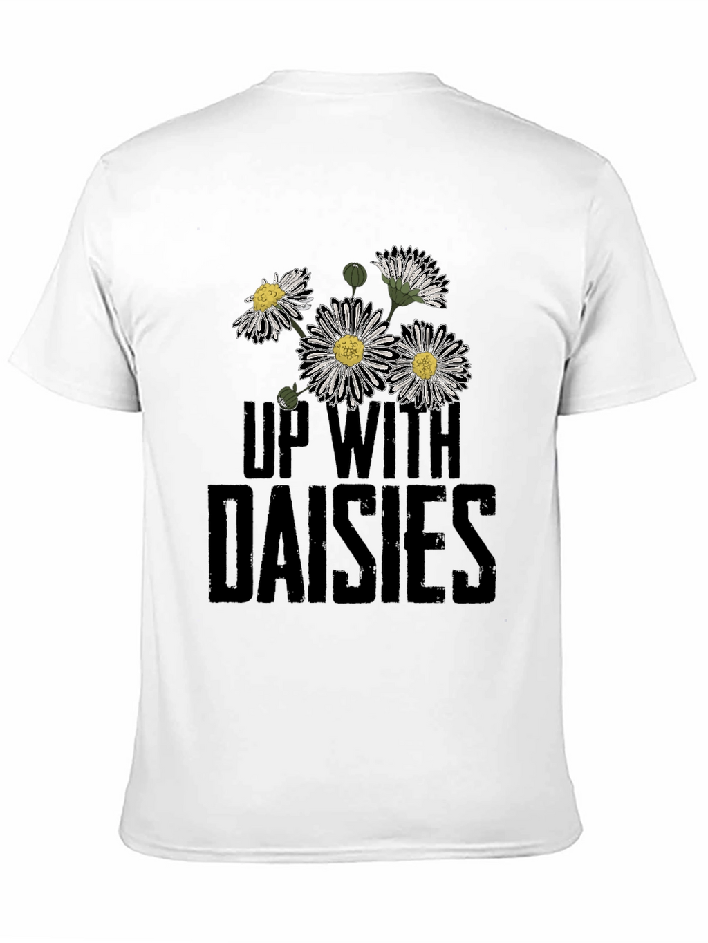 Up With Daisies Graphic Print Black T-Shirt