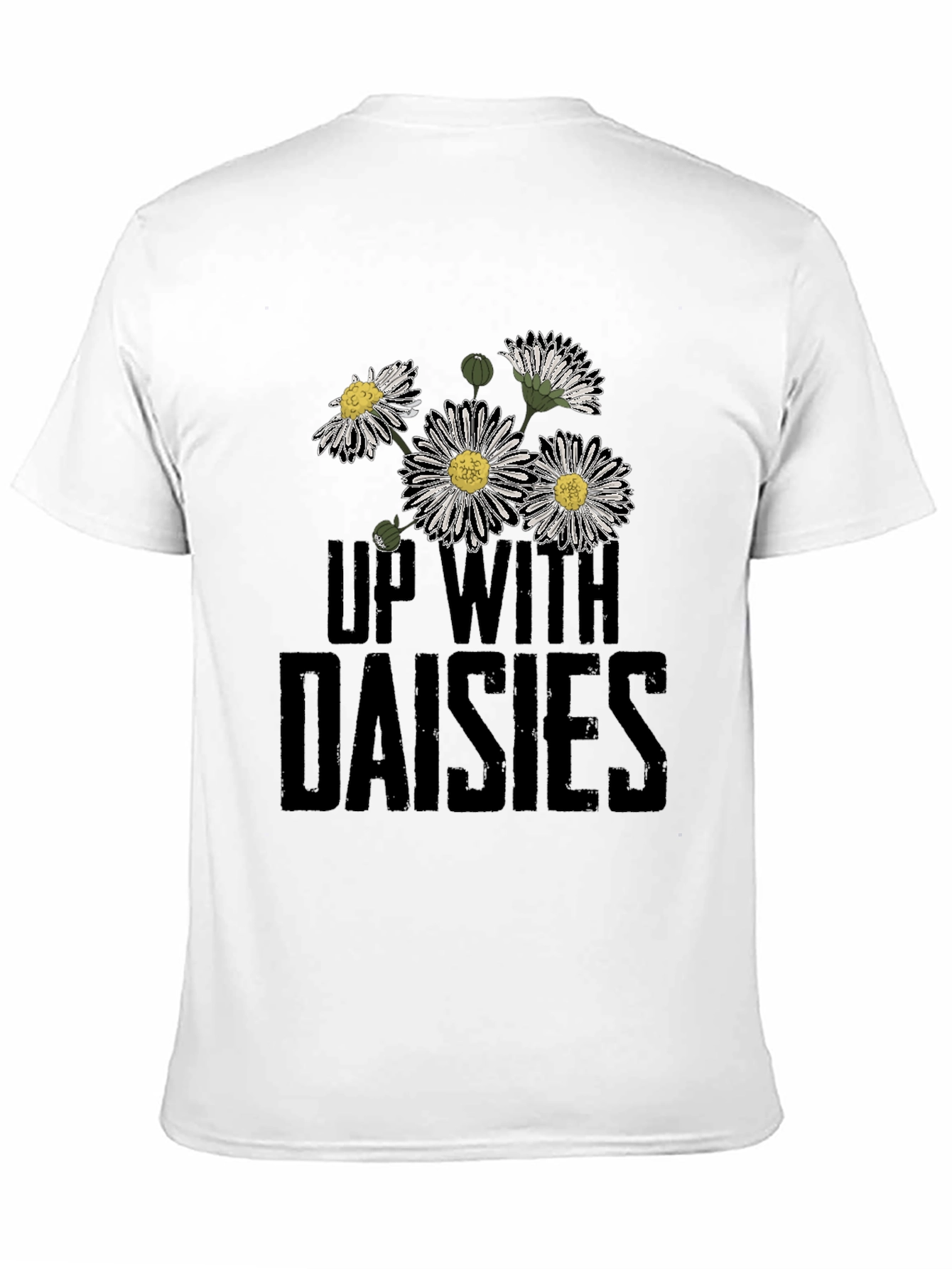 Up With Daisies Graphic Print Black T-Shirt
