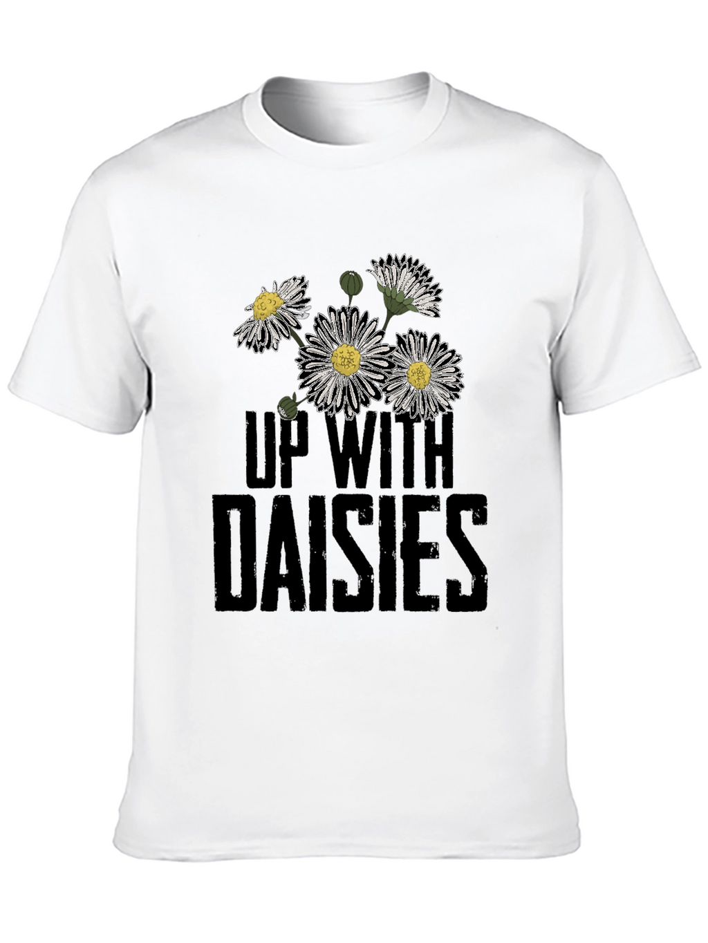 Up With Daisies Graphic Print Black T-Shirt