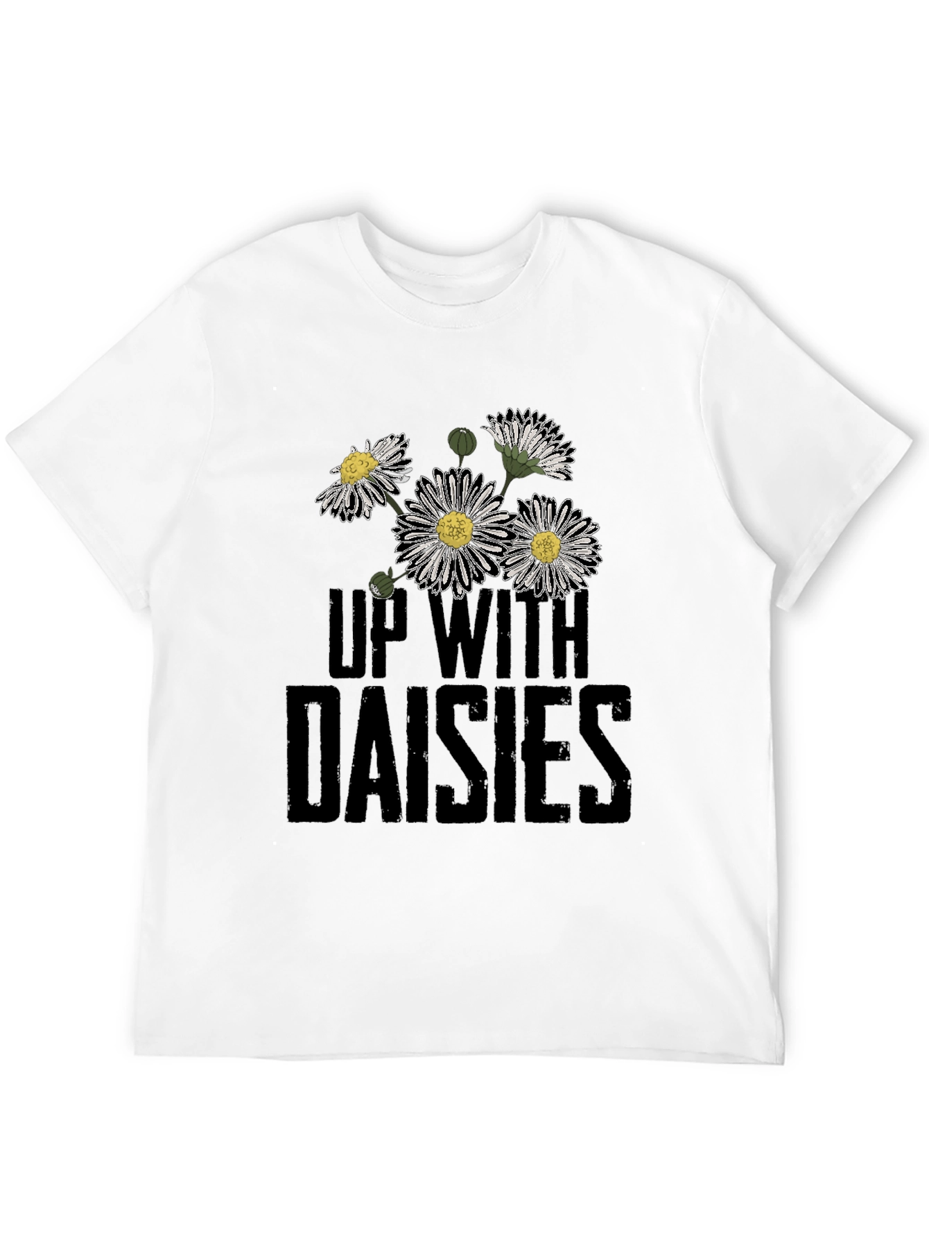 Up With Daisies Graphic Print Black T-Shirt