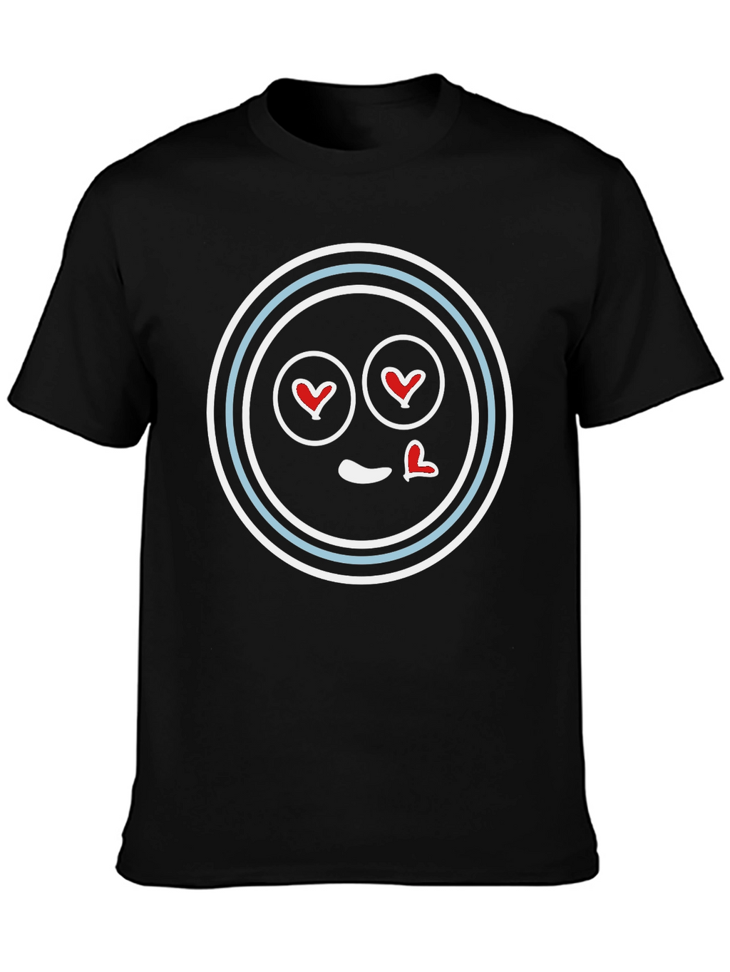 Heart Eyes Emoji T-Shirt - Black Crew Neck Tee