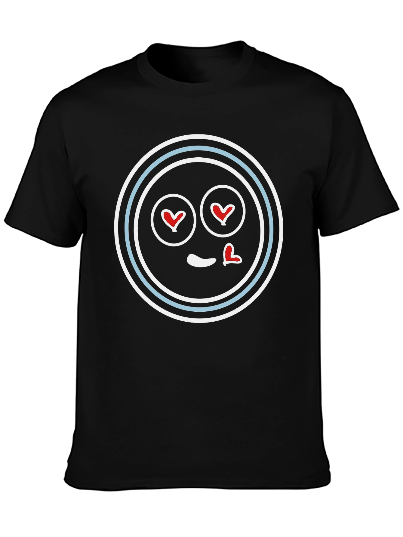 Heart Eyes Emoji T-Shirt - Black Crew Neck Tee