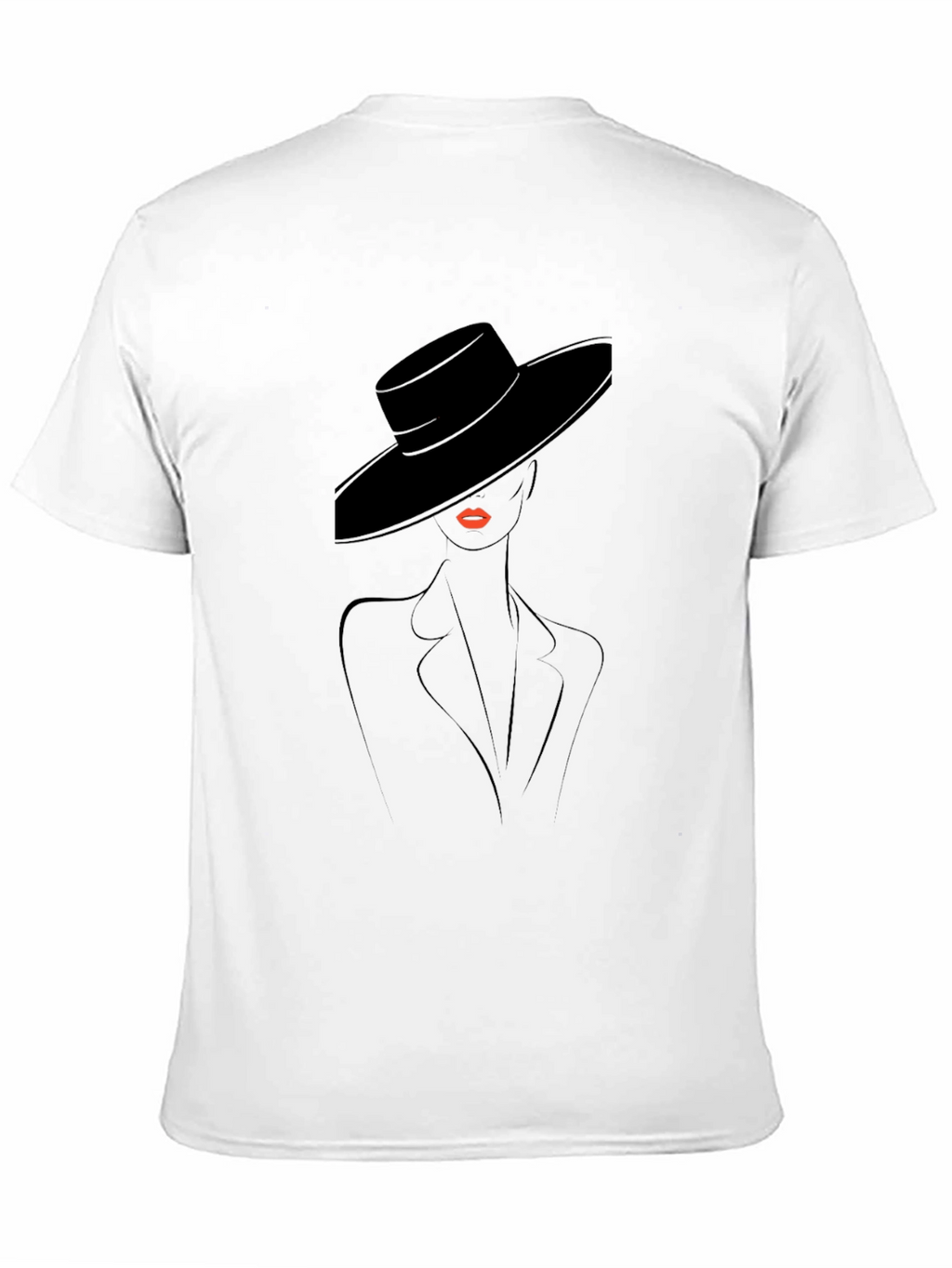 Stylish Black T-Shirt with Elegant Woman Design