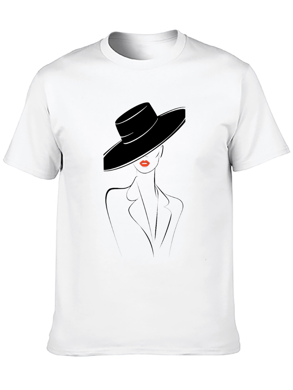 Stylish Black T-Shirt with Elegant Woman Design