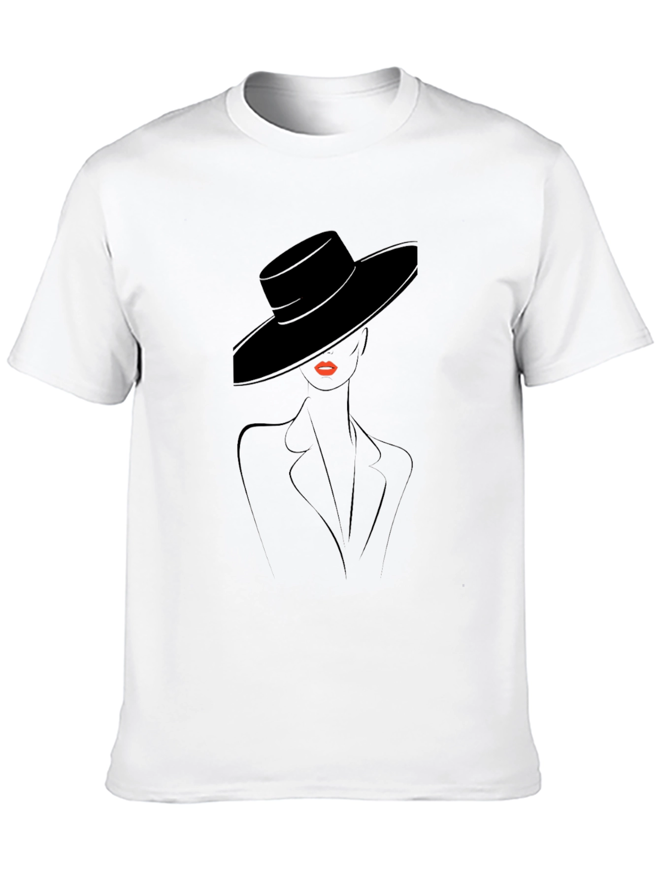Stylish Black T-Shirt with Elegant Woman Design