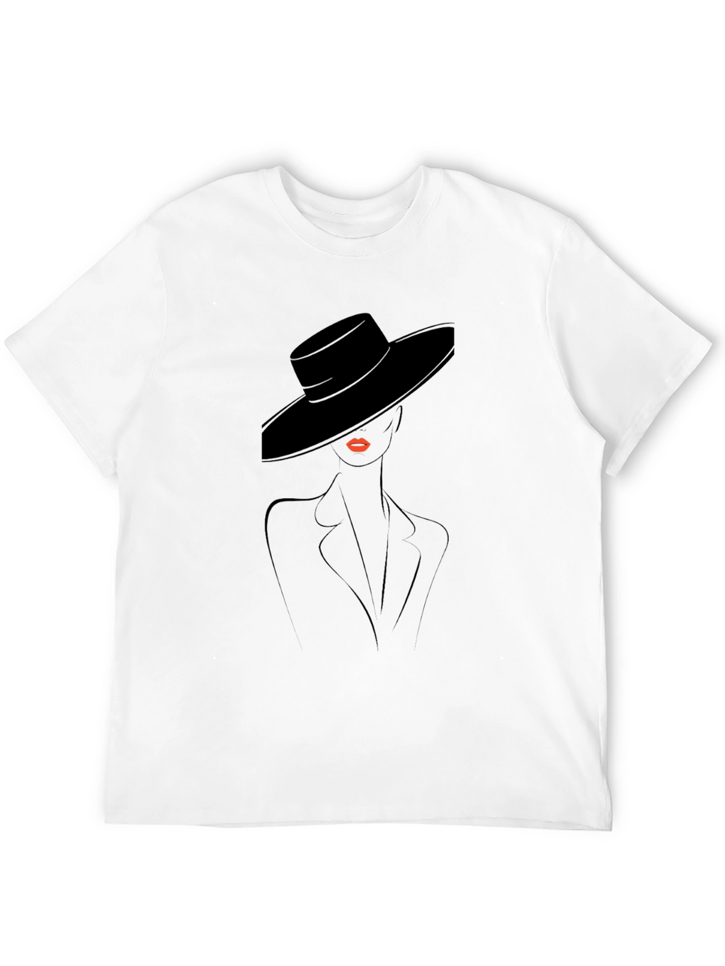 Stylish Black T-Shirt with Elegant Woman Design