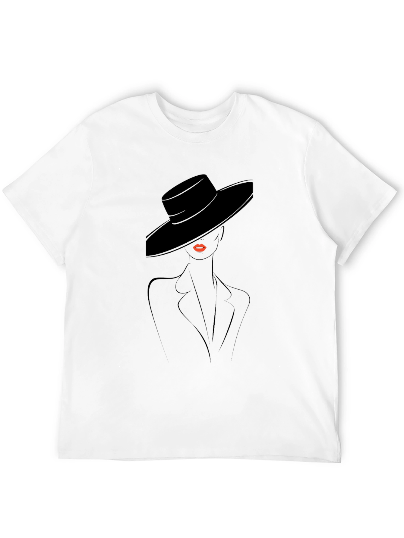 Stylish Black T-Shirt with Elegant Woman Design
