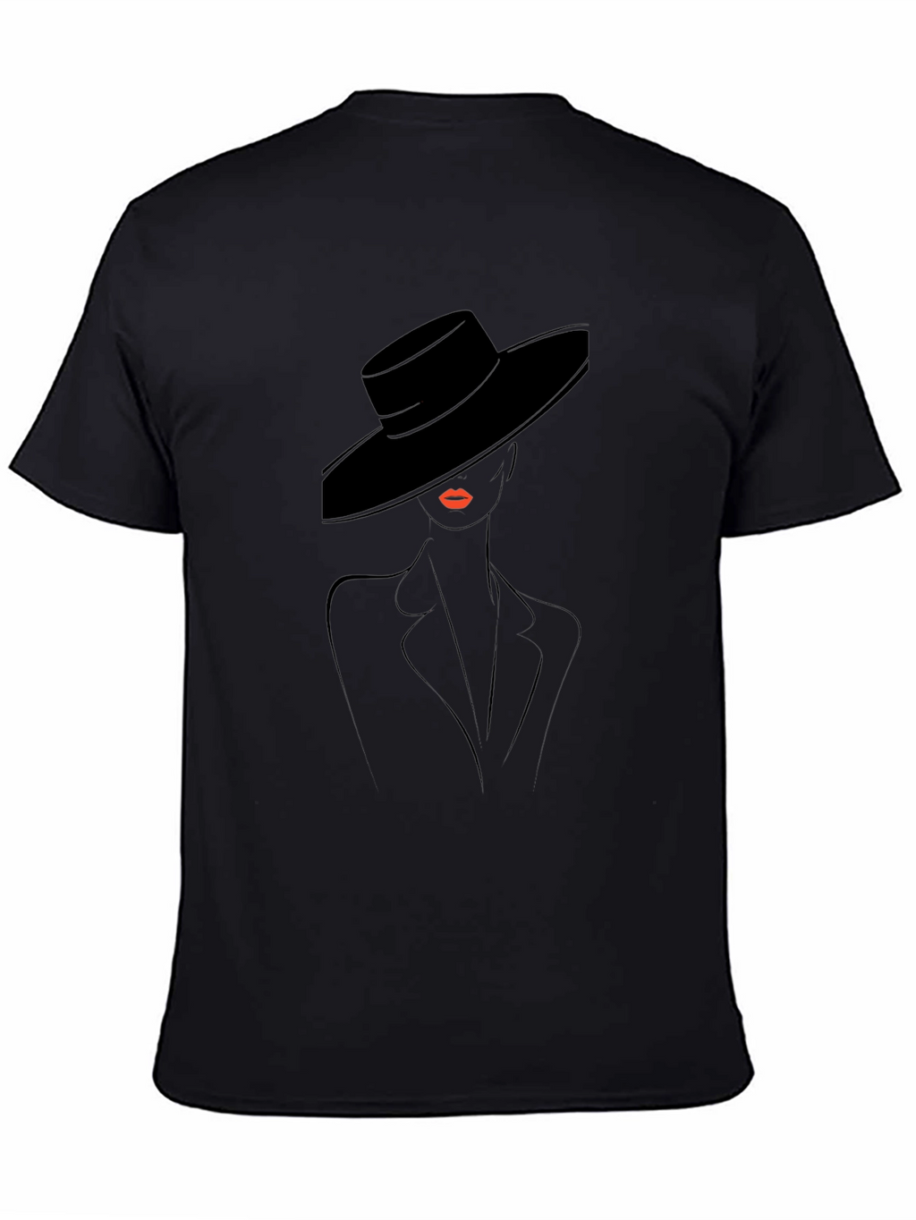 Stylish Black T-Shirt with Elegant Woman Design