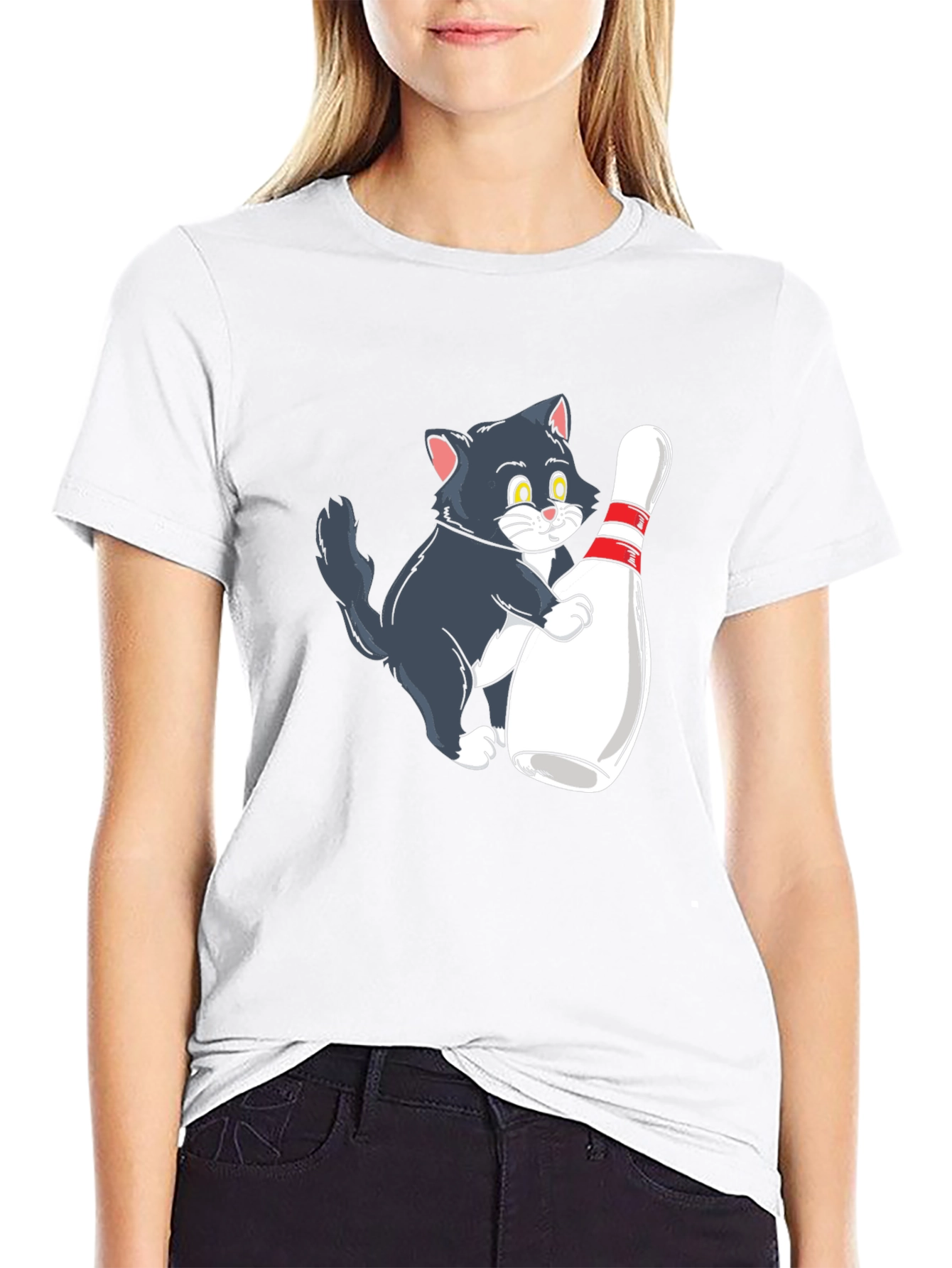 Cute Cat Bowling T-Shirt - Unisex Graphic Tee