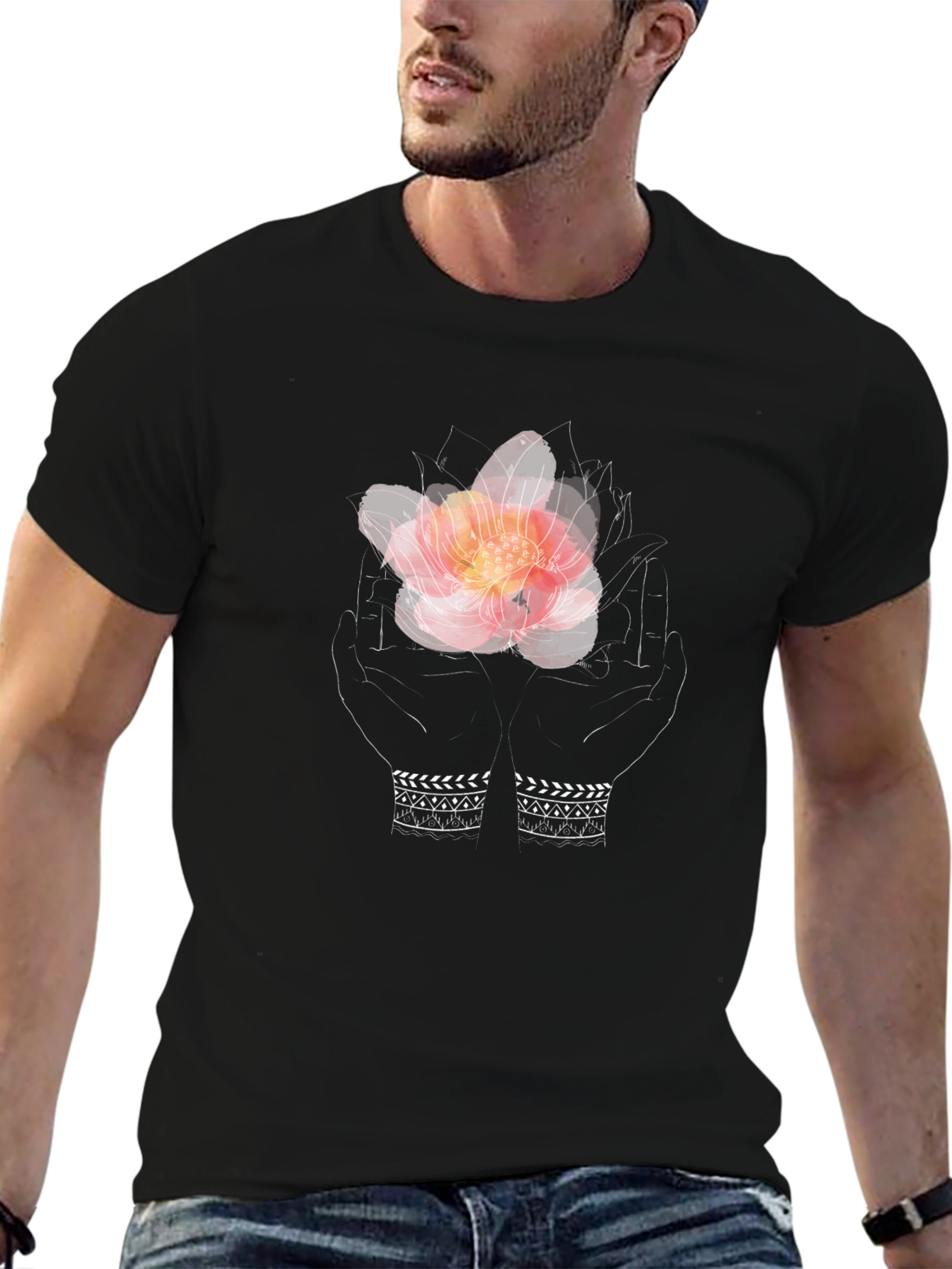 Floral Hands Graphic Tee - Stylish Unisex T-Shirt