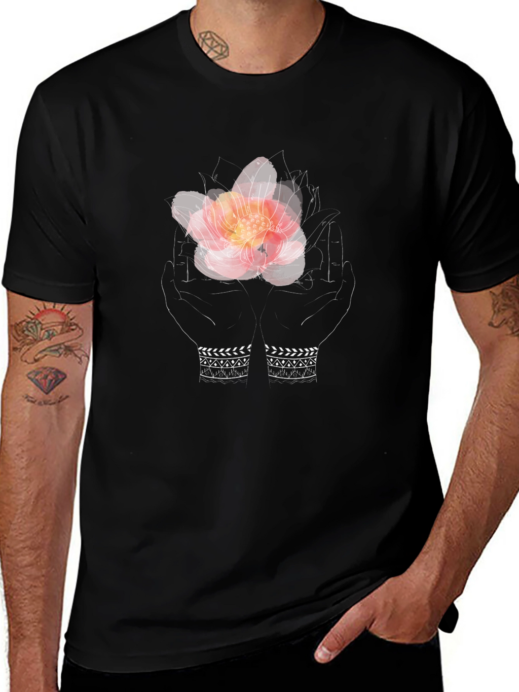 Floral Hands Graphic Tee - Stylish Unisex T-Shirt