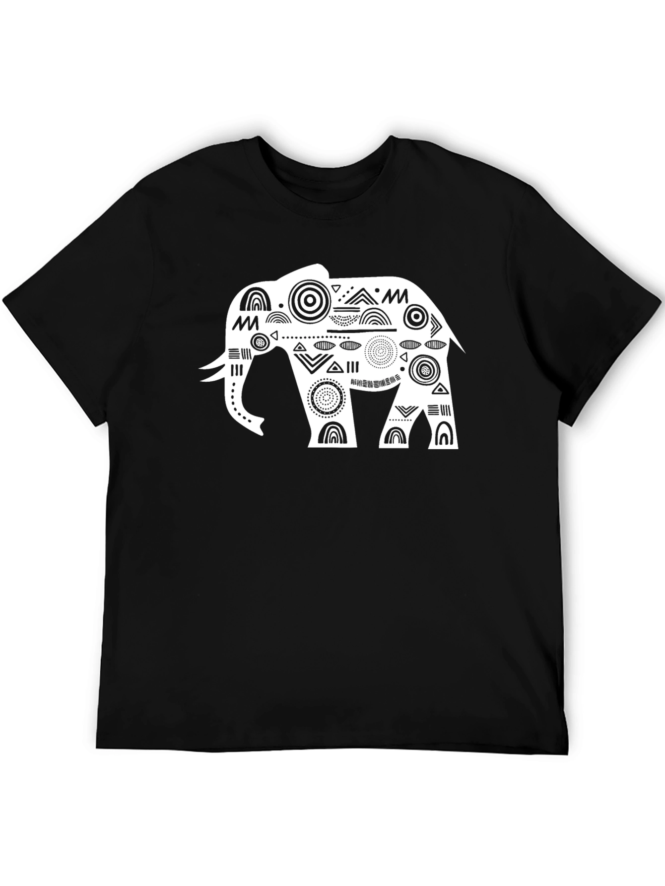 Black T-Shirt with White Elephant Graphic