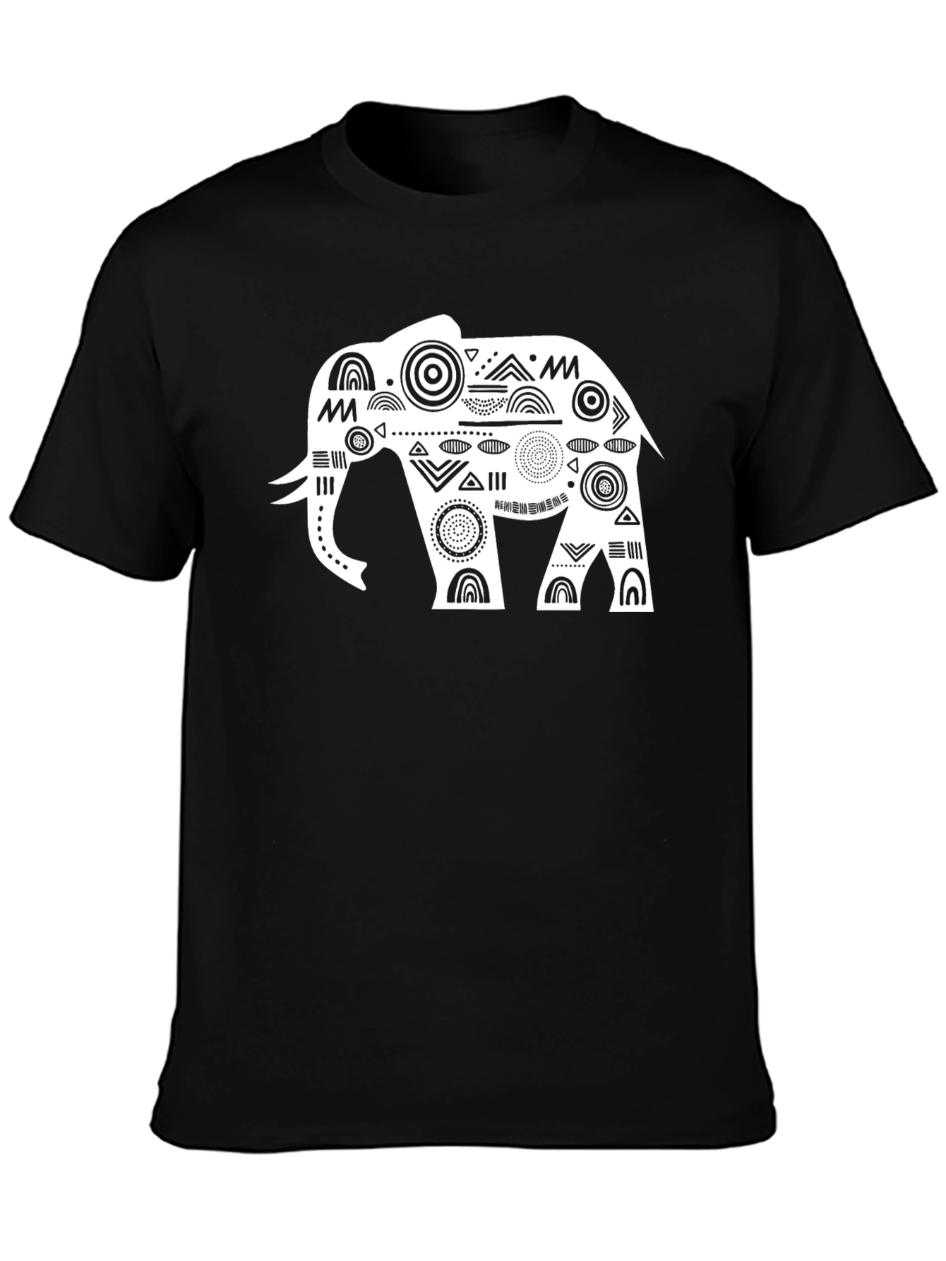Black T-Shirt with White Elephant Graphic