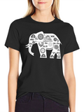 Black T-Shirt with White Elephant Graphic