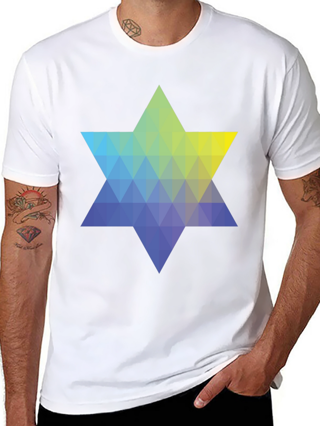 Geometric Star Graphic Tee - Modern Casual Style