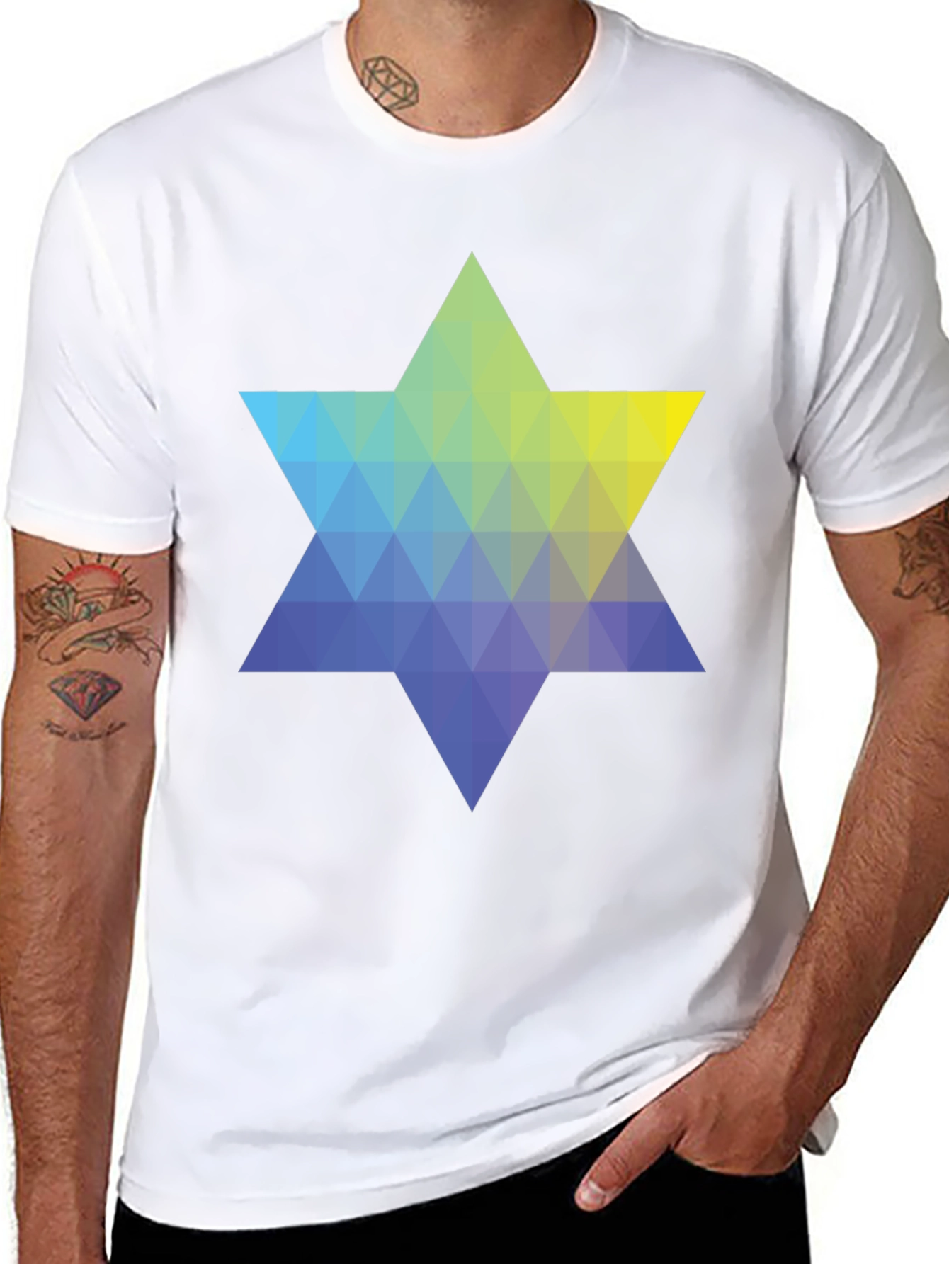 Geometric Star Graphic Tee - Modern Casual Style