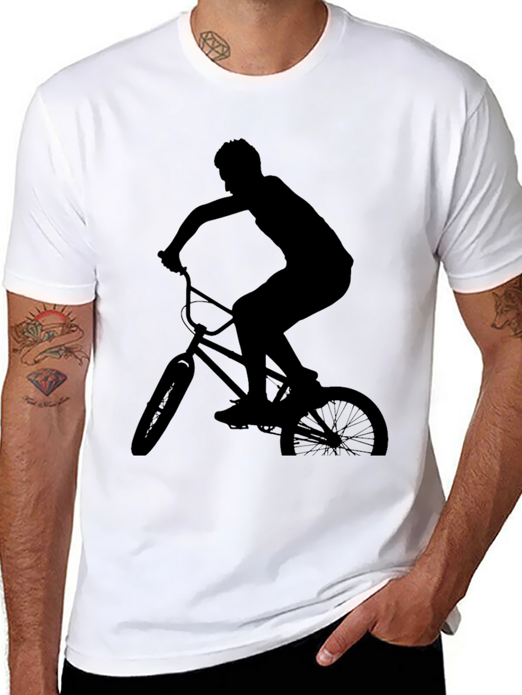 BMX Rider Silhouette Graphic Tee - Black