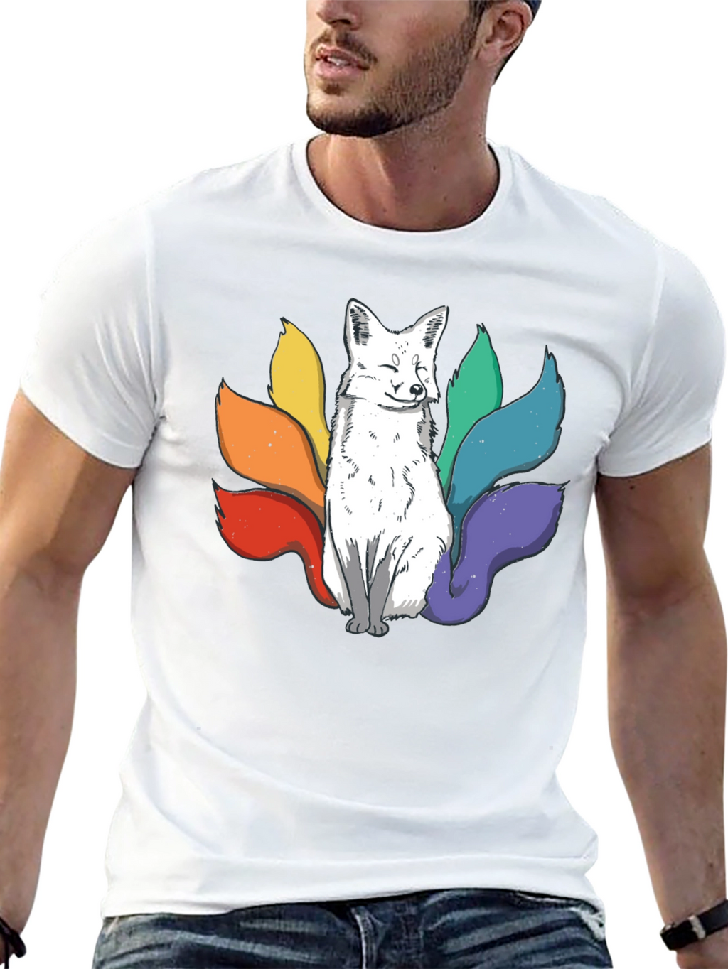 Nine-Tailed Fox Graphic Tee - Black Cotton T-Shirt