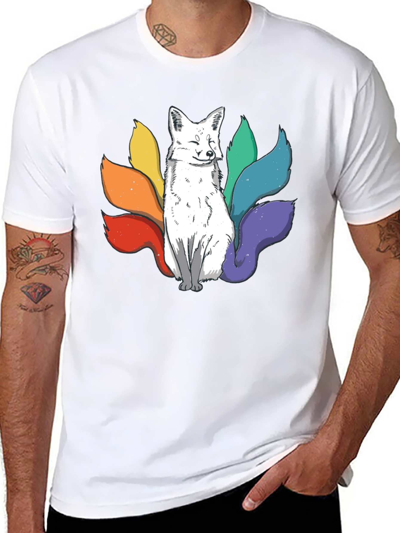Nine-Tailed Fox Graphic Tee - Black Cotton T-Shirt