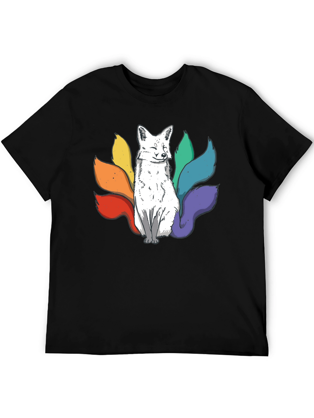 Nine-Tailed Fox Graphic Tee - Black Cotton T-Shirt