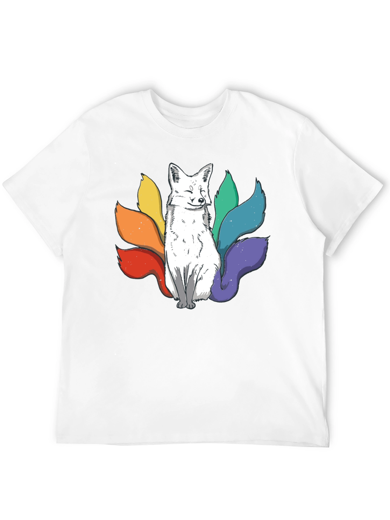Nine-Tailed Fox Graphic Tee - Black Cotton T-Shirt