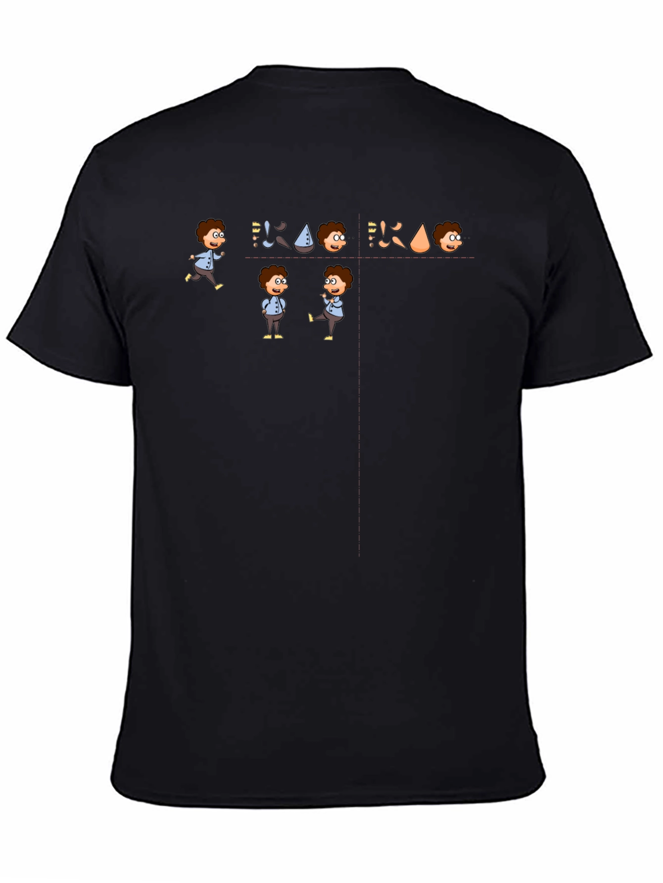 Cartoon Character Graphic Tee - Black Cotton Casual T-Shirt