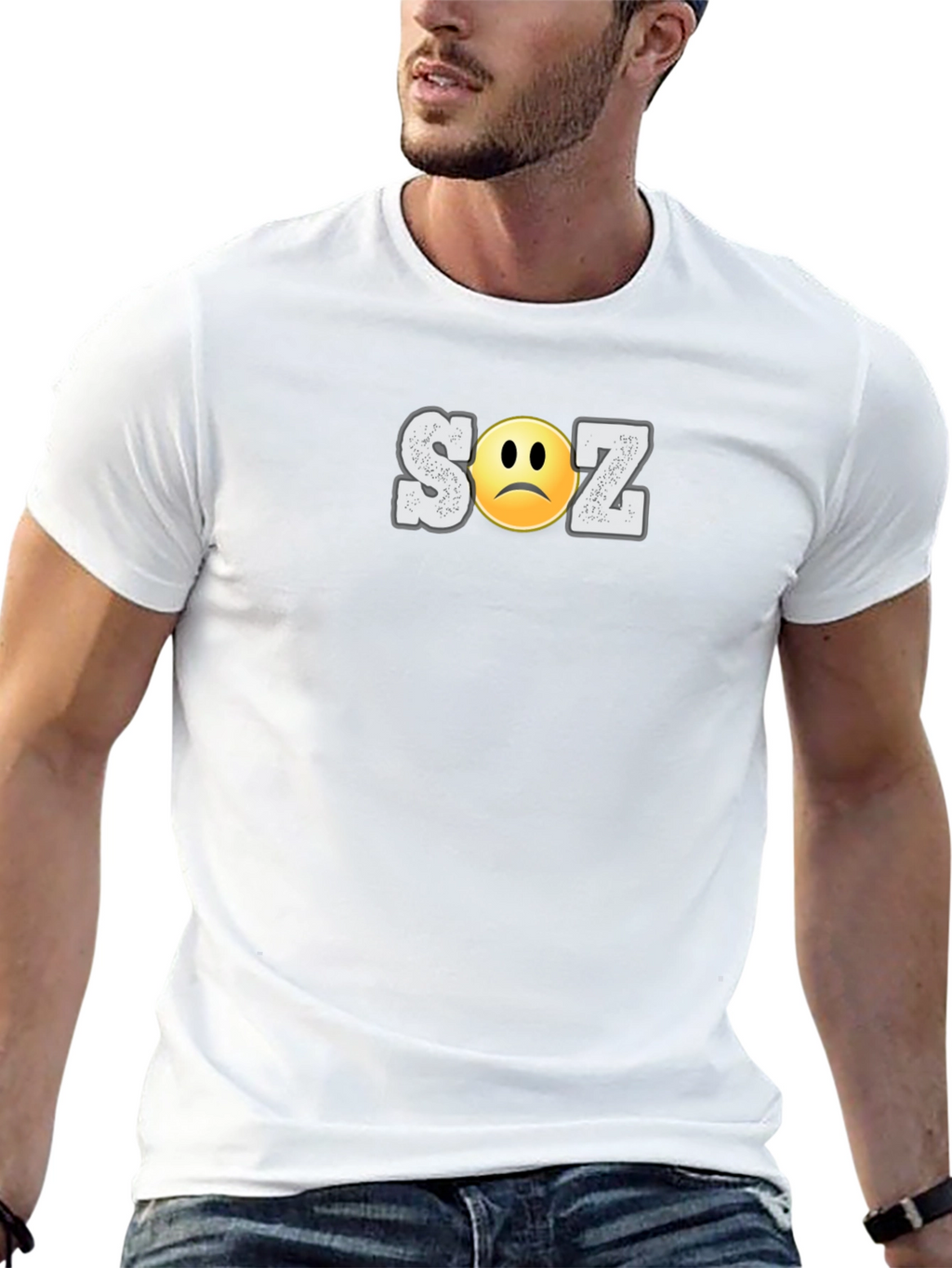 SOZ Sad Face Graphic T-Shirt - Black