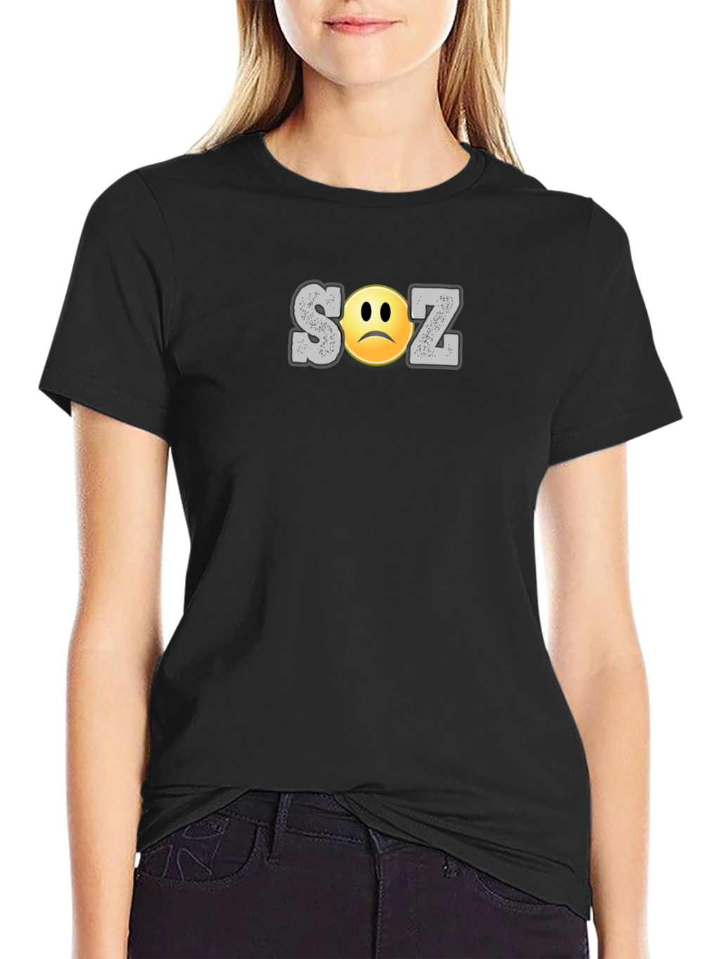 SOZ Sad Face Graphic T-Shirt - Black