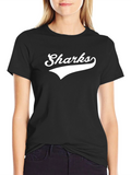 Sharks Graphic Print Black T-Shirt