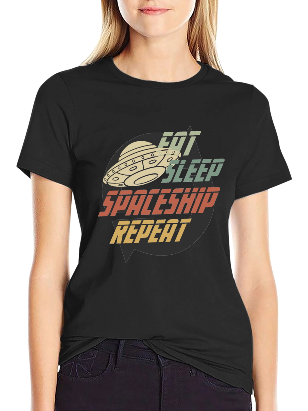 Eat Sleep Spaceship Repeat Graphic Tee