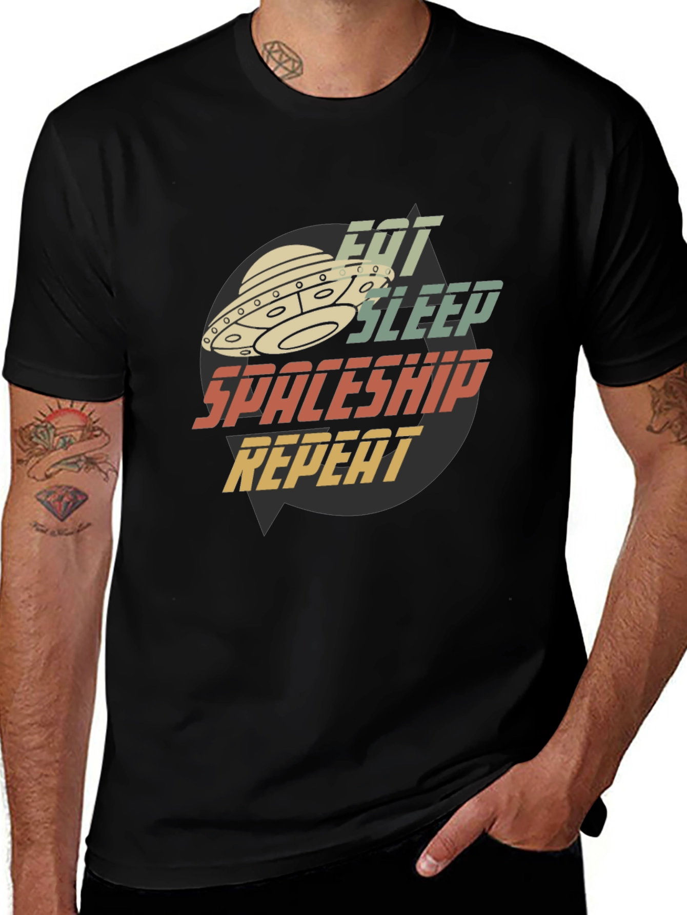 Eat Sleep Spaceship Repeat Graphic Tee