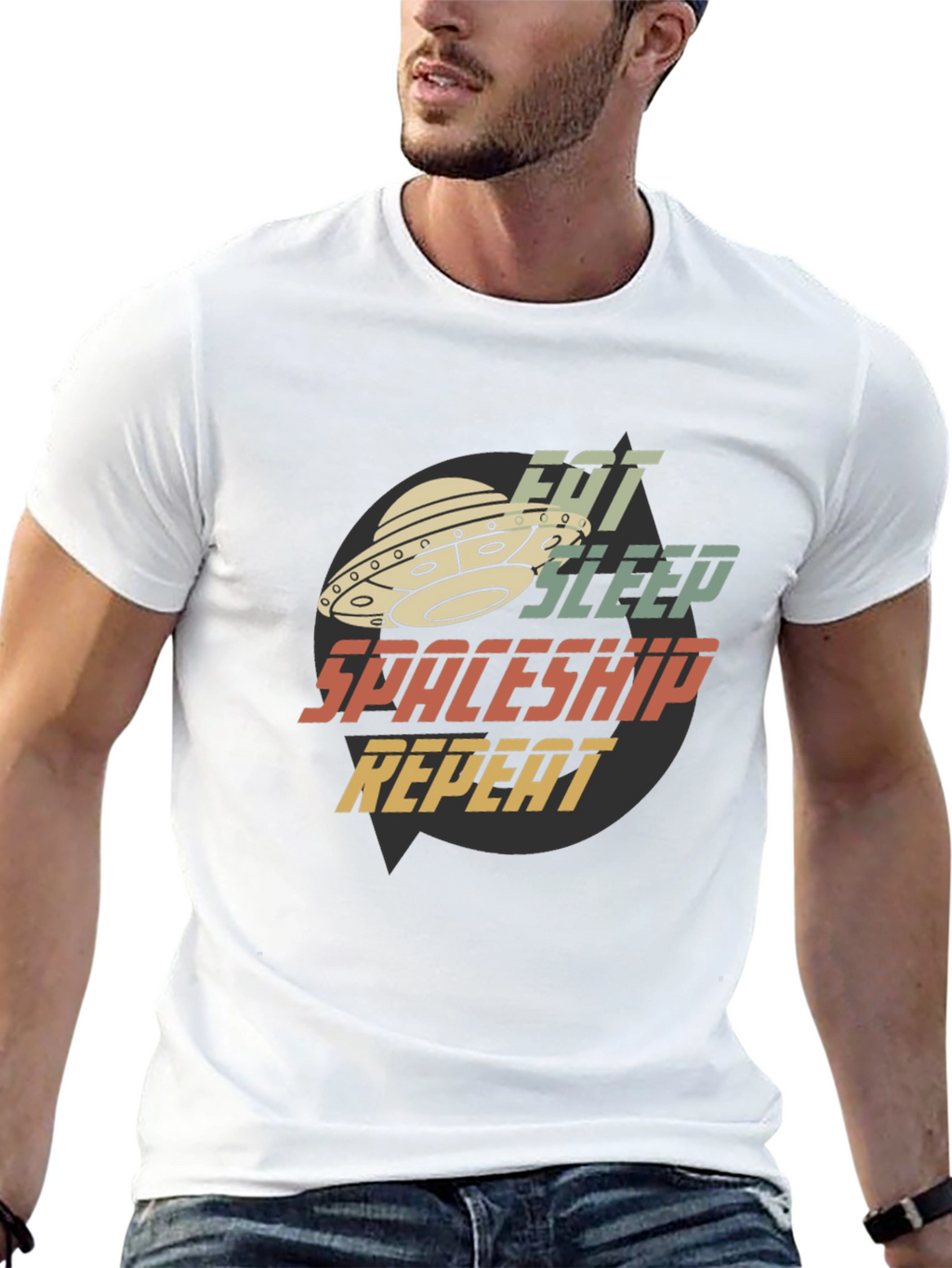 Eat Sleep Spaceship Repeat Graphic Tee