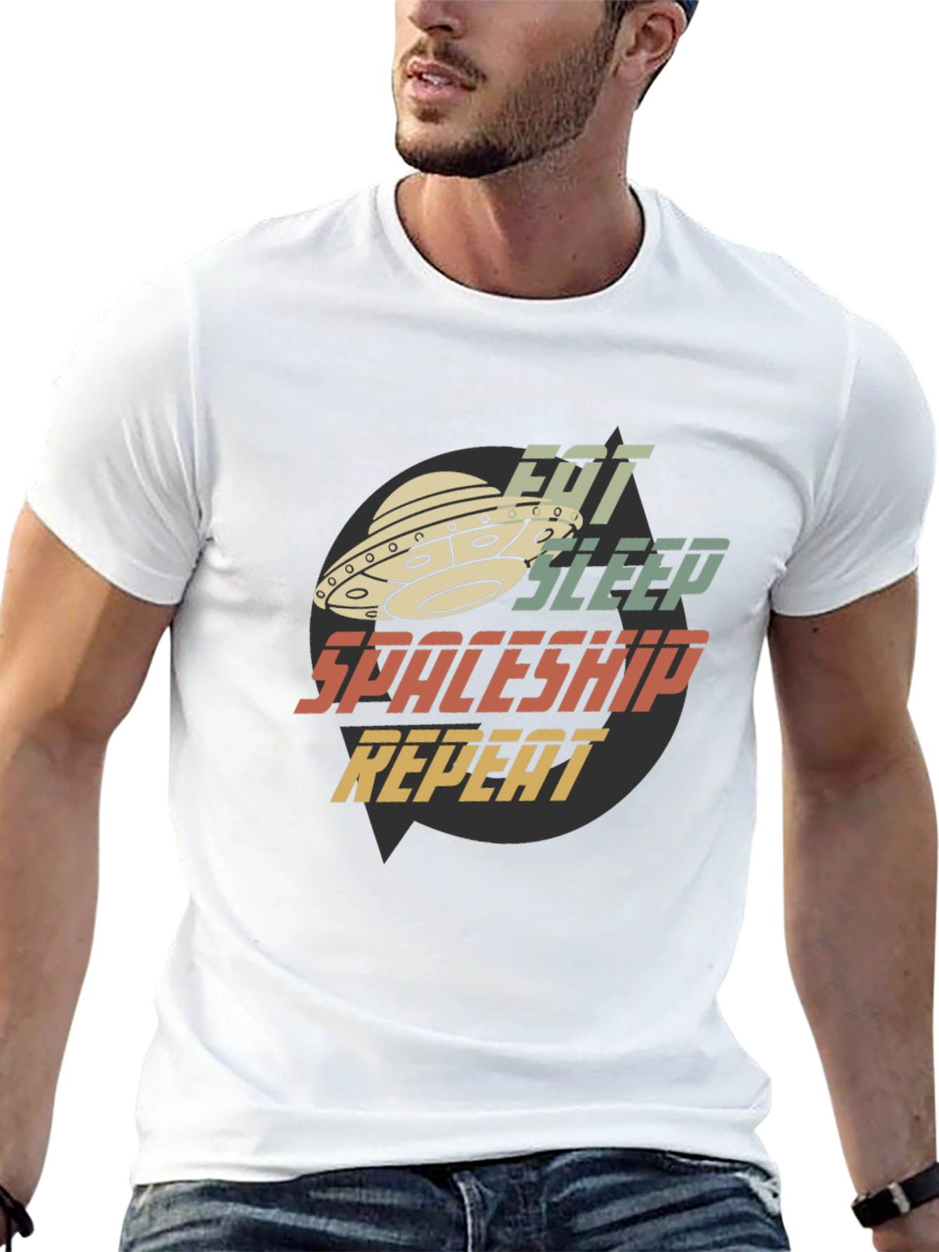 Eat Sleep Spaceship Repeat Graphic Tee