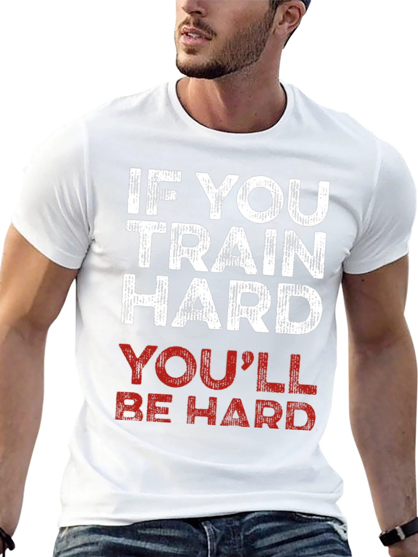Train Hard T-Shirt - Funny Workout Gym Tee