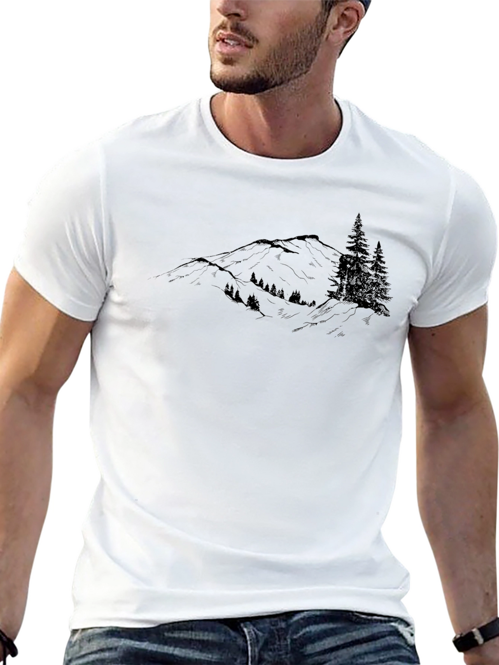 Black Mountain Range Graphic Tee - Nature Inspired Design