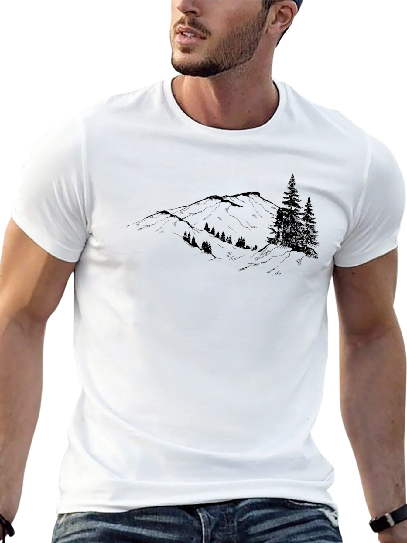 Black Mountain Range Graphic Tee - Nature Inspired Design