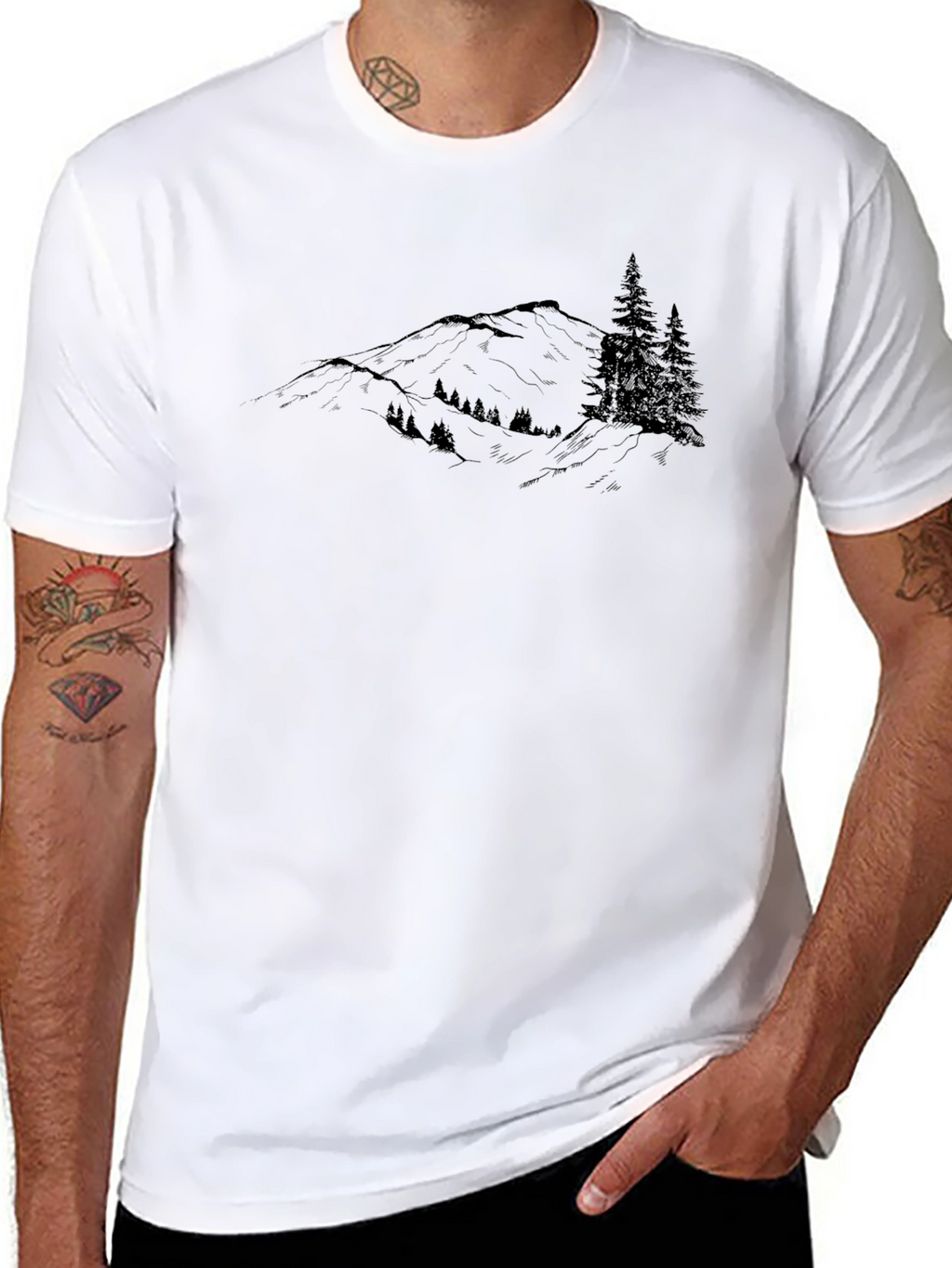 Black Mountain Range Graphic Tee - Nature Inspired Design