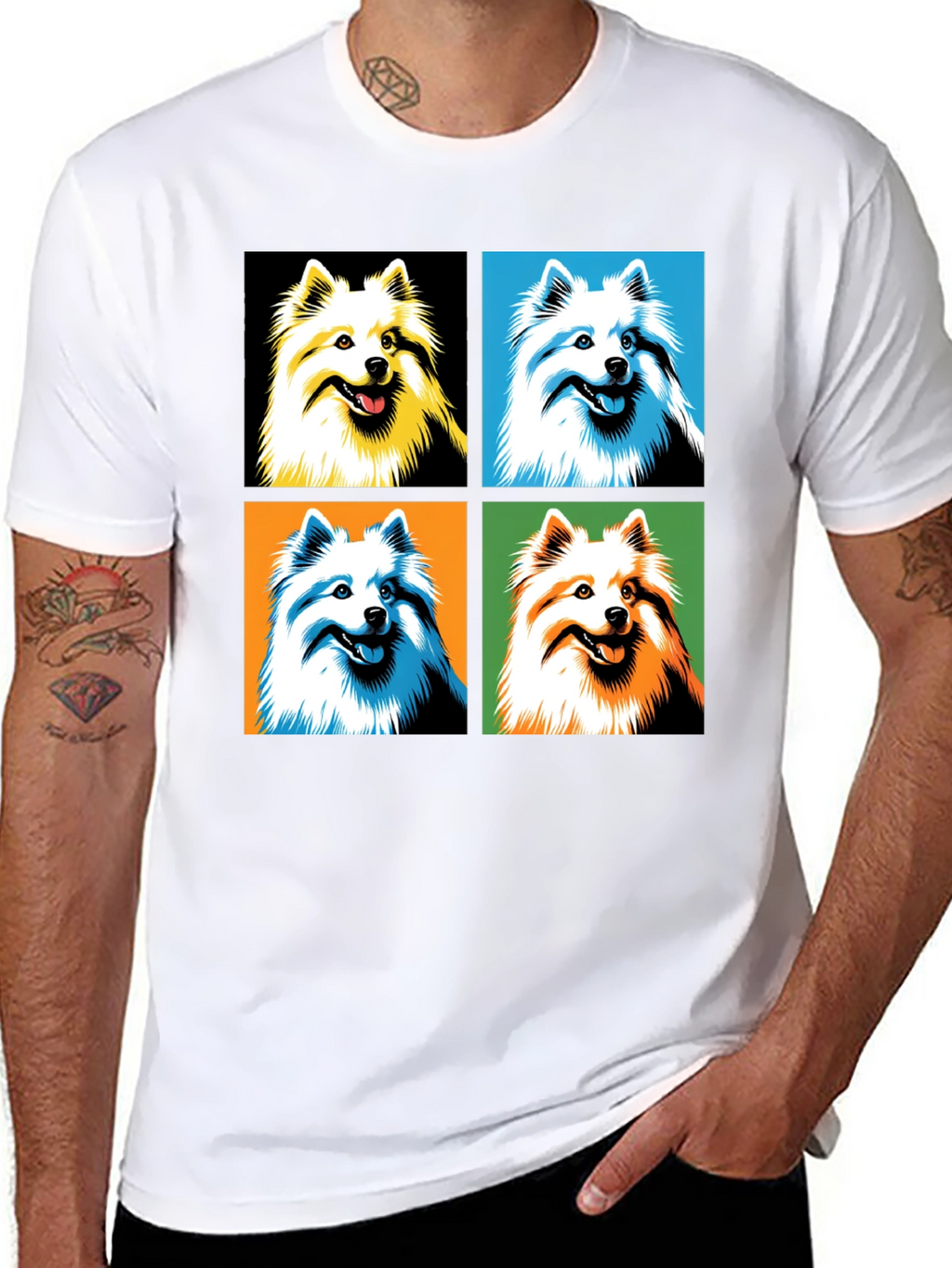 Pop Art Dog Graphic Tee - Black