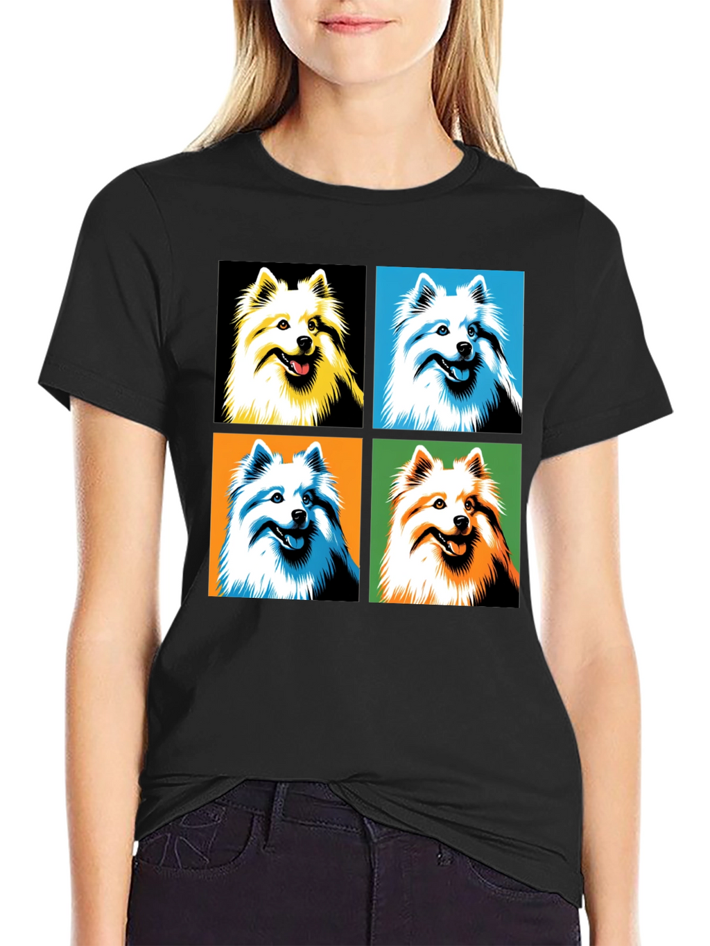 Pop Art Dog Graphic Tee - Black