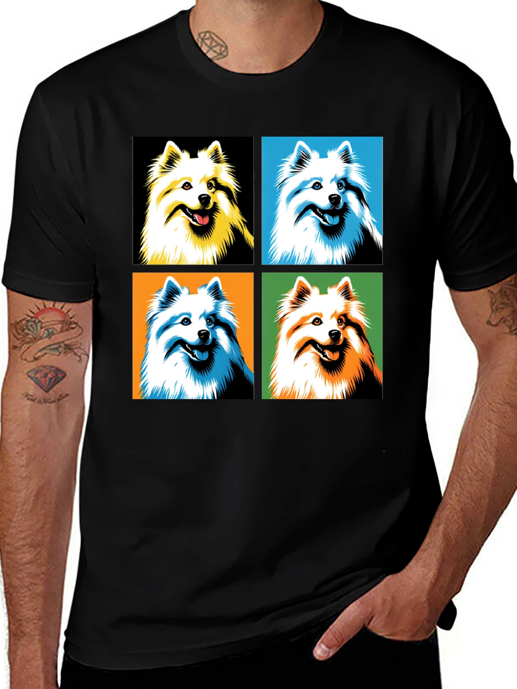Pop Art Dog Graphic Tee - Black
