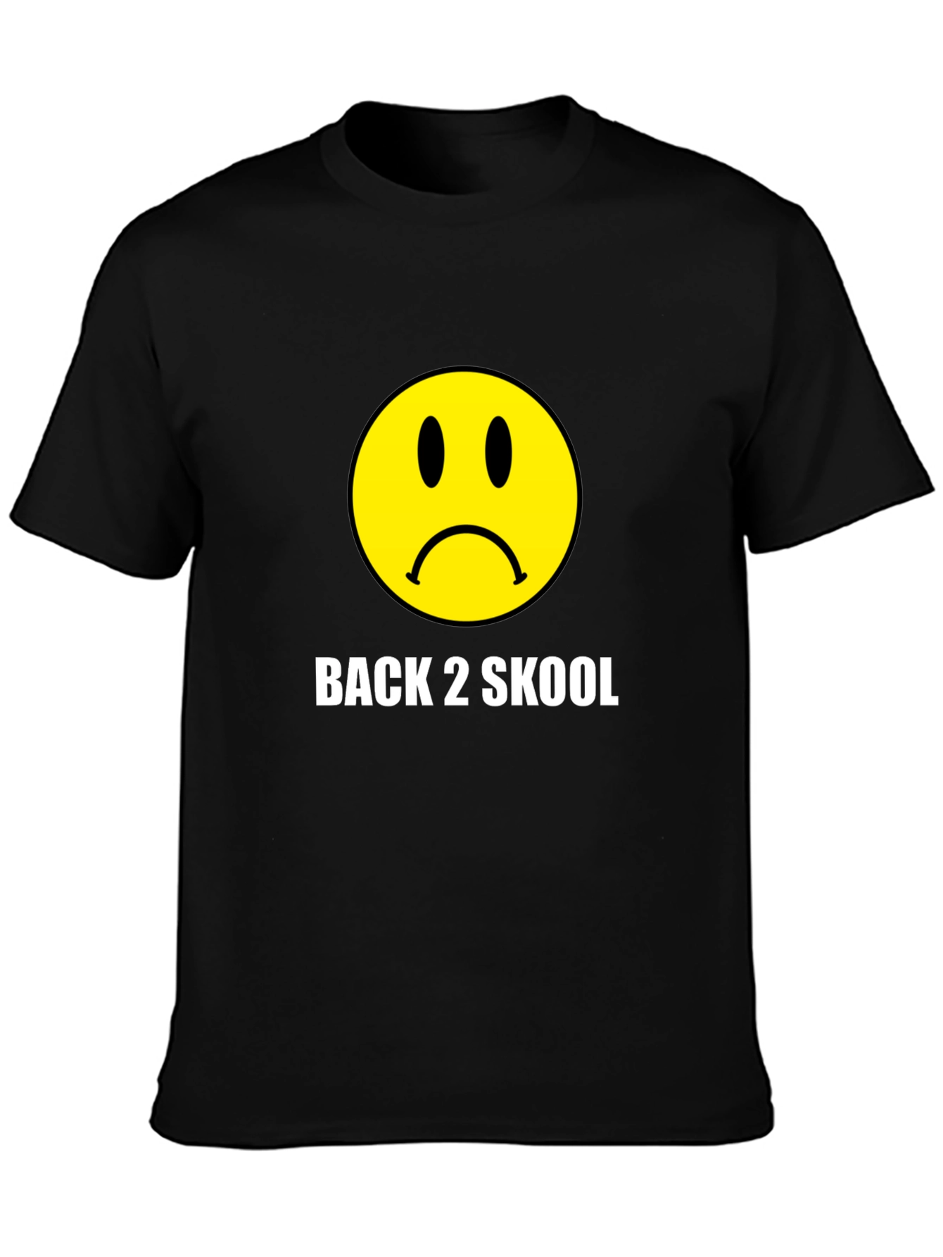 Back 2 Skool Sad Face Black T-Shirt