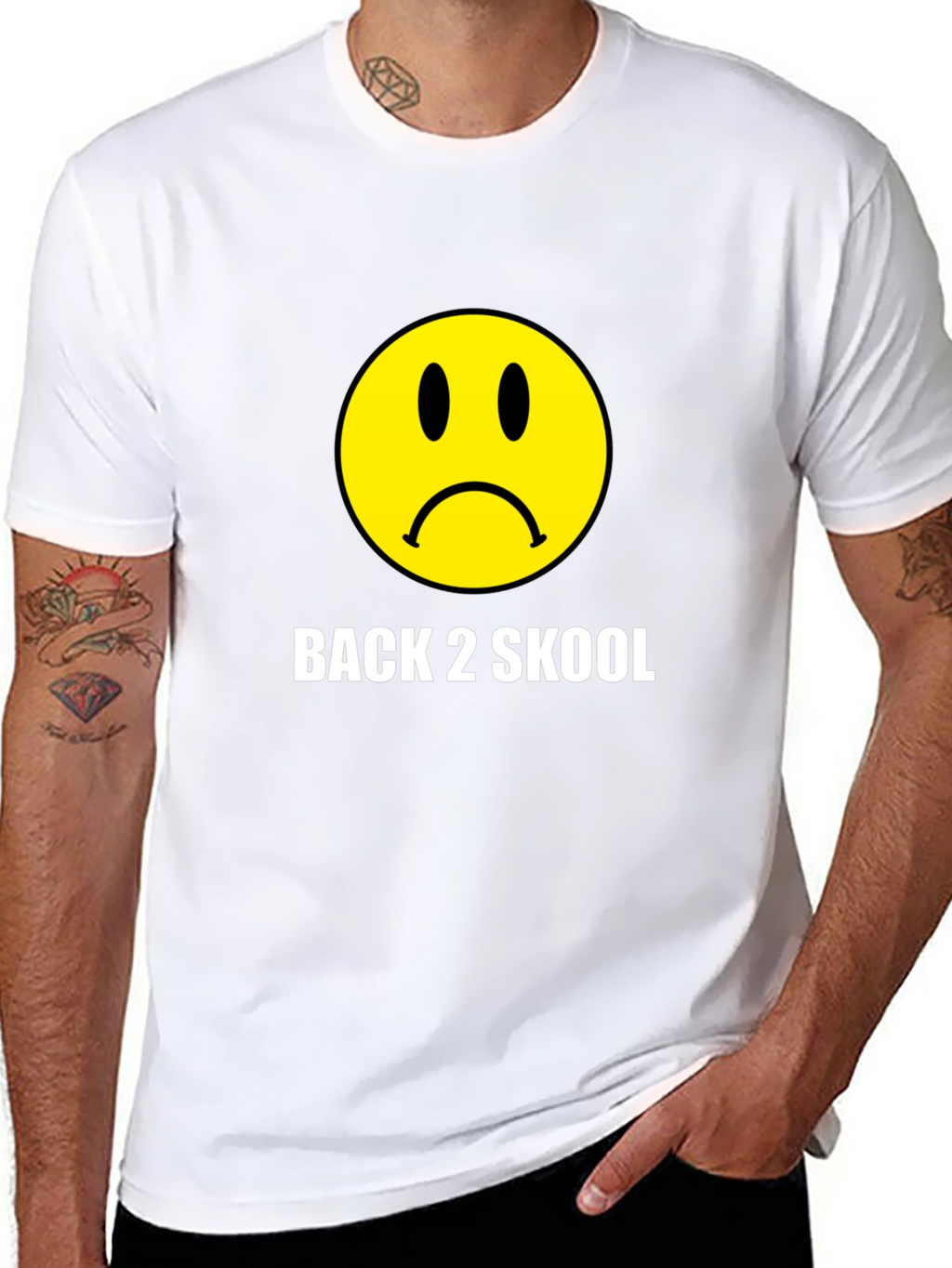Back 2 Skool Sad Face Black T-Shirt