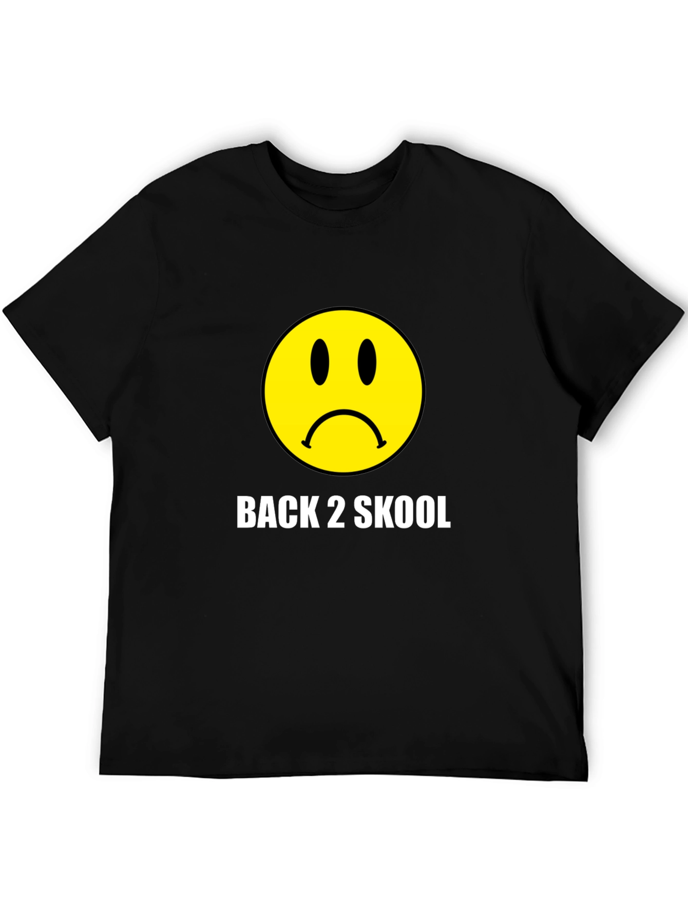 Back 2 Skool Sad Face Black T-Shirt