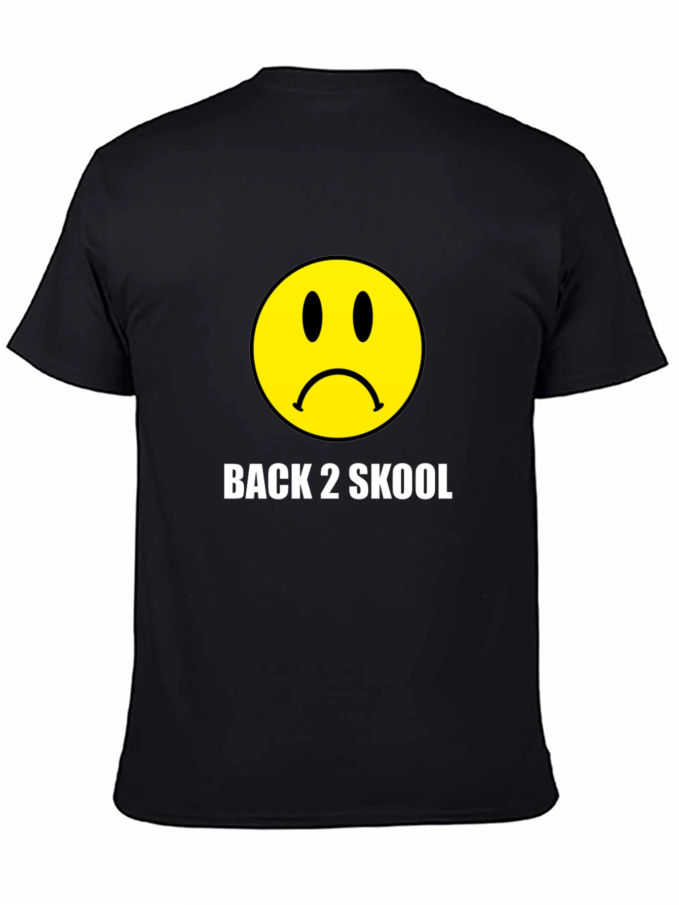 Back 2 Skool Sad Face Black T-Shirt