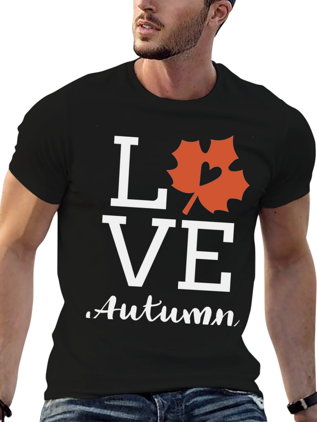 Love Autumn Black T-Shirt Fall Season Graphic Tee