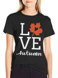 Love Autumn Black T-Shirt Fall Season Graphic Tee